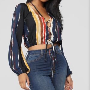 Fashionnova If You Dare Striped Blouse XS